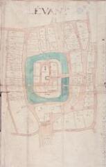 1 vue - Lagarde. 1 G 2 : plan parcellaire de 1786 (22 plans répertoriés lors de l\'inventaire de 1842 ; ne subsiste que le plan du bourg). (ouvre la visionneuse)