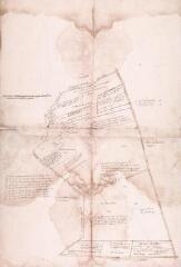 11 vues  - Saiguède. 1 S 1. Plans parcellaires seigneuriaux (renvoient à un registre de reconnaissances de 1704-1705) (ouvre la visionneuse)