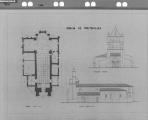 1 vue Plan, façade sud et ouest / Bernard Calley. - 1:100. - 1980. - Reproduction numérique