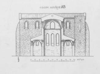 1 vue Ancienne abbaye : coupe A-B / Bernard Calley. - 1:100. -Reproduction numérique