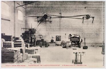2 vues Papeteries de Lacourtensourt : l'emballage et l'expédition. - Toulouse : phototypie Labouche frères, marque LF au verso, [entre 1905 et 1925]. - Carte postale