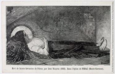 2 vues - Mort de Sainte Germaine de Pibrac, par Jean Ningres (1903). Dans l\'église de Pibrac (Haute-Garonne) (ouvre la visionneuse)