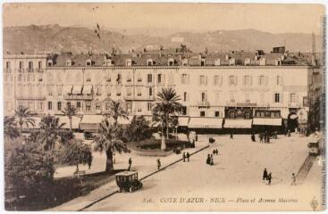 2 vues 826. Côte d'Azur. Nice : place et avenue Masséna. - 31 janvier 1918. - Carte postale