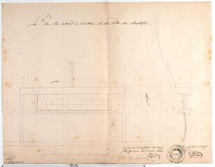1 vue - Plan d\'un abreuvoir à construire dans la ville de Montréjeau, plan, profil. Stupuy, architecte. 6 décembre 1843. Ech. 1/50. (ouvre la visionneuse)