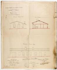 1 vue - Commune de Lespinasse, presbytère, élévations, coupe. Esquié, architecte. 30 septembre 1868. Ech. 1/1000. (ouvre la visionneuse)
