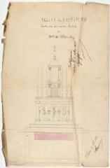 1 vue  - Eglise de Lespiteau, construction du maître autel, élévation, plan. Fauré. 15 novembre 1866. Ech. 1/20. (ouvre la visionneuse)