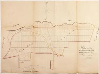 1 vue - Plan parcellaire du bois communal de Loudet, quartiers de Goutillon et Garros. Gailhac, géomètre. 24 février 1868. Ech. 1/2500. (ouvre la visionneuse)