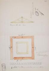 1 vue [Commune d'Alan, plan et coupe d'un lavoir]. [1850]. Ech. 2 cm pour 1 m.
