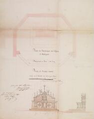 1 vue - Projet de maître-autel pour l\'église d\'Antignac avec plan du sanctuaire. Loupot, architecte. 25 janvier 1858. Ech. 0,03 p.m. (ouvre la visionneuse)