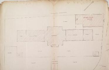 1 vue [Commune d'Ardiège, construction d'un hangar-remise, plan des lieux]. [1928]. Ech. n.d.