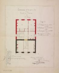 1 vue Commune d'Aucamville, école et mairie, plan du 1er étage, [état des travaux]. Esquié, architecte. 1er juillet 1876. Ech. 0,01 p.m.