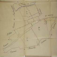 1 vue Plan d'ensemble de la commune d'Aucamville. Blanc, maire. 18 avril 1898. Ech. 1/5000.