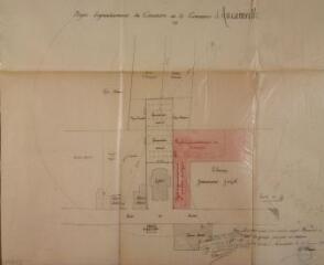 1 vue Projet d'agrandissement du cimetière de la commune d'Aucamville. Blanc, maire. 23 janvier 1899. Ech. 1/500.