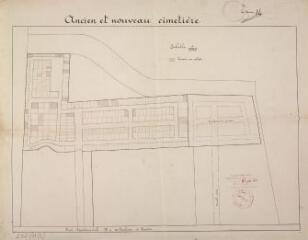 1 vue [Commune d'Aucamville], ancien et nouveau cimetière. 1934. Ech. 4/1250.