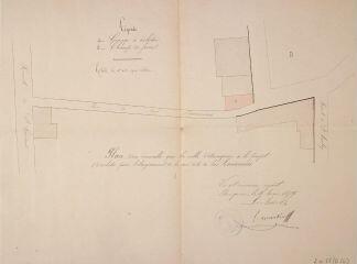1 vue Plan d'un immeuble que la ville d'Aurignac a le projet d'acheter pour l'élargissement de la rue dite de las Escarrerasses. 15 mai 1879. Ech. 0,003 p.m.
