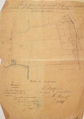 1 vue Plan du terrain que la commune d'Aurignac se propose d'acheter à M. Chène pour la construction de l'abattoir, extrait du plan cadastral. 1882. Ech. 1/1250.
