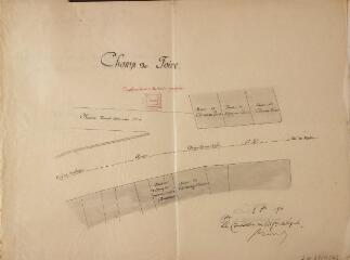 1 vue Ville d'Aurignac, projet d'érection d'une croix sur le champ de foire (legs Barreau), plan des lieux. [...], agent voyer cantonal. 1er mai 1890. Ech. 0,005 p.m.