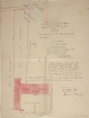 1 vue Commune d'Aurignac, projet de construction d'une maison d'école, plan général de l'emplacement. J.-A. Castex, architecte. 20 juin 1889. Ech. 0,005 p.m.