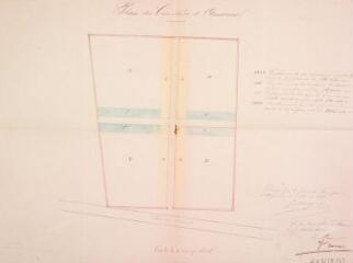 1 vue Plan du cimetière d'Aussonne [avec emplacement des concessions]. François Marignac, géomètre. 10 août 1877. Ech. 0,004 p.m.