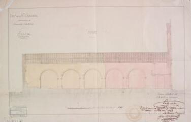 1 vue Commune d'Auterive, église de La Madeleine, coupe. Esquié, architecte du département. 30 avril 1854. Ech. 1cm p.m.