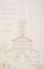 1 vue Commune d'Auterive, nouvelle église de La Madeleine, élévation. Esquié, architecte du département. 1er mars 1859. Ech. 1 cm p.m.