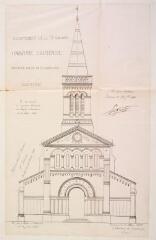 1 vue Commune d'Auterive, nouvelle église de La Madeleine, élévation. Esquié, architecte du département. 28 septembre 1868. Ech. 0,01 p.m.