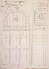 1 vue Plan des décors projetés à la salle d'audience de la justice de paix de la ville d'Auterive. Sauvinet, maître-plâtrier. 15 décembre 1854. Ech. n.d.