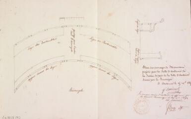 1 vue Plan des ouvrages de menuiserie projetés pour la salle d'audience de la justice de paix de la ville d'Auterive. Sauvinet. 15 décembre 1854. Ech. n.d.