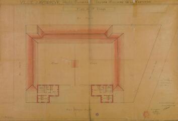 1 vue Ville d'Auterive, groupe scolaire de La Madeleine, plan du 1er étage. Joseph Galinier, architecte. 21 septembre 1887. Ech. n.d.