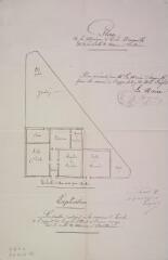 1 vue Plan de la maison d'école d'Auzeville et de la salle de mairie à construire. [1878]. Ech. 1 cm par m.
