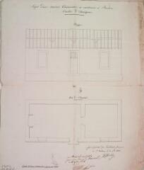 1 vue - Projet d\'une maison commune à construire à Bachas, élévation, rez-de-chaussée. Laffont, architecte. 4 septembre 1833. Ech. 2 cm p.m. (ouvre la visionneuse)