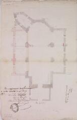 1 vue - Eglise d\'Escalquens, plan géométral. Delort A., architecte. 10 mai 1850. Ech. 1 cm pour 1 m. (ouvre la visionneuse)