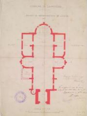 1 vue - Commune de Labruyère, projet de reconstruction de l\'église, plan. Raynaud, architecte. 12 février 1875. Ech. 0,01 p.m. (ouvre la visionneuse)
