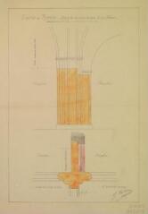 1 vue Eglise de Rieux, reprise en sous-oeuvre d'un pilier. Rocher, architecte. [1892].  Ech. 0,02 p.m.