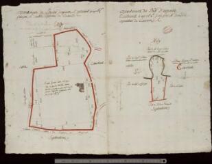 1 vue Plan d'arpantement de l'enclos et du pred d'Auzeville. - [échelle non déterminable]. - [s.l.] : [s.n.], 1746. - Plan