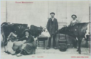 2 vues Types méridionaux. 801. Laitiers. - Toulouse : album Labouche, 1987, réédition d'une carte éditée par Labouche frères. - Carte postale