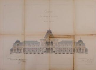 1 vue Casino de Bagnères-de-Luchon, façade principale. B. Castex, architecte de la ville. 10 août 1875. Ech. n.d. Autog. Broise et Courtier.