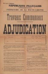 1 vue République française, préfecture de la Haute-Garonne, travaux communaux, adjudication, Balma, construction d'une école au hameau de Lasbordes. 28 mars 1892. Toulouse : imp. Douladoure-Privat.