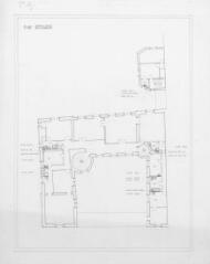 1 vue Hôtel Roquette dit Ancien Hotel du Capitoul Pierre Dahus, 2, rue d'Aussargues (rue Ozenne) : réseau sanitaire du 1er étage. - 1:100. - Reproduction numérique