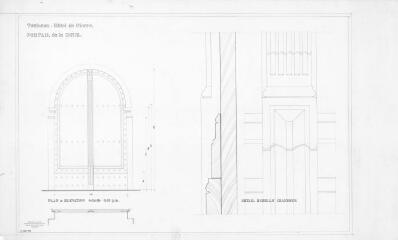 1 vue Hôtel de Pierre, 25 rue de la Dalbade : élévation et plan du portail de la cour et détails de menuiseries / Bernard Calley. - 1:10 ; 1:1. - 15 mars 1967. - Reproduction numérique