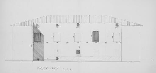 1 vue Façade ouest / Bernard Calley. - 1:50. - Reproduction numérique