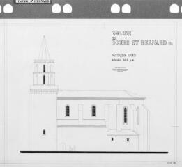 1 vue Façade sud / Bernard Calley. - 1:100. - 1974. - Reproduction numérique