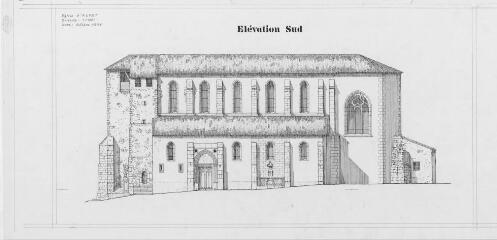 1 vue Elévation sud / Service départemental de l'Architecture et du Patrimoine. - 1:100. - octobre 1996. - Reproduction numérique