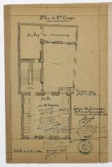 1 vue Projet d'agrandissement de la crèche établie dans l'immeuble situé rue du Taur n°73, plan du 2nd étage. Curvale, architecte. 2 octobre 1908. Ech. 0,01 p.m.