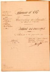 2 vues Commune d'Oô, reconstruction des chapelles coté nord de l'église, plan, élévation, coupe. Laubersac, agent voyer cantonal. 10 juin 1910. Éch. 0,01 p.m.