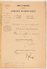 2 vues Commune d'Oô, rivière de l'One, construction d'un mur de soutènement, plan et profils en travers. Stellet, ingénieur ordinaire. 9 août 1886. Éch. 1/500 et 1/200.