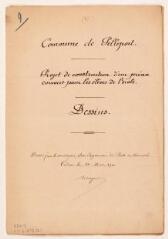 2 vues Commune de Pelleport, projet de construction d'un préau couvert pour les élèves de l'école, plan général, coupe en travers, plan d'ensemble, plan au-dessus des fondations. Laporte, sous-ingénieur des Ponts-et-Chaussées. 24 mars 1910. Éch. 0,001 et 0,01 p.m.