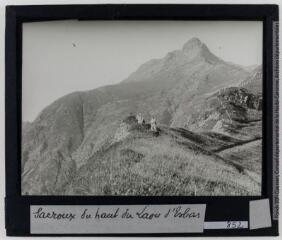 2 vues Luchon, Laou d'Esbas, col du Sacroux, crête d'Aueran. Sacroux du haut du Laou d'Esbas. - août 1936.