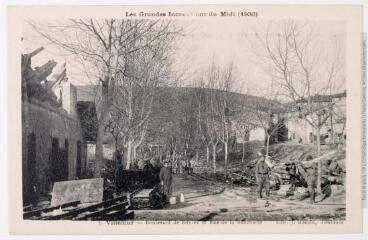 2 vues Les grandes inondations du midi (1930), (3) Villemur, boulevard Bifranc et rue de la Boucherie / Carte postale éd. J. Bouzin - Toulouse.