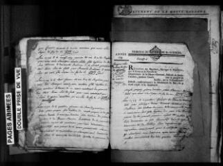 64 vues Ausseing : naissances, mariages, décès, 1793-an X (manque an II). (collection du greffe)